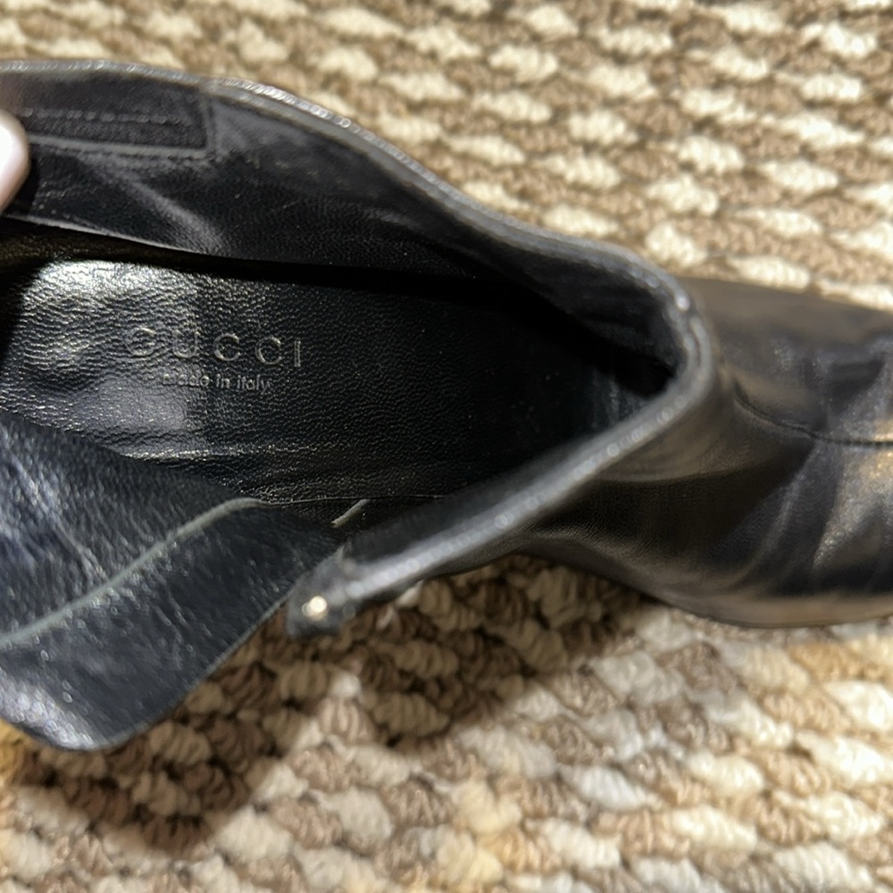 Sexy Gucci ankle boots 6.5 black leather booties heel - Picture 12 of 12